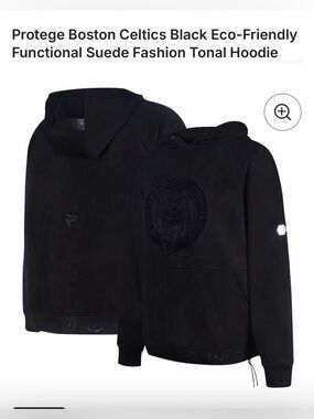 Protege Black Boston Celtics Eco-Friendly Functional Suede Fashion Tonal Hoodie.